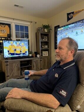 Pro Celebrity Mens XL Navy Polo Shirt with Nashville Predators & Budlight Logos